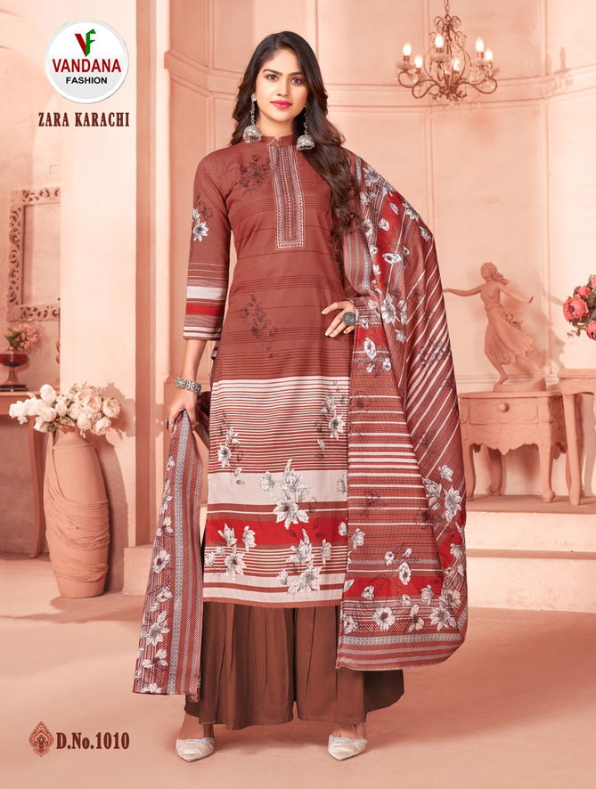 Vandana Zara Regular Wear Wholesale Karachi Cotton Dress Material
